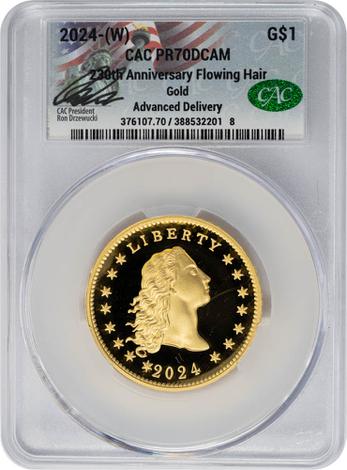 2024 W $1 Gold Flowing Hair
