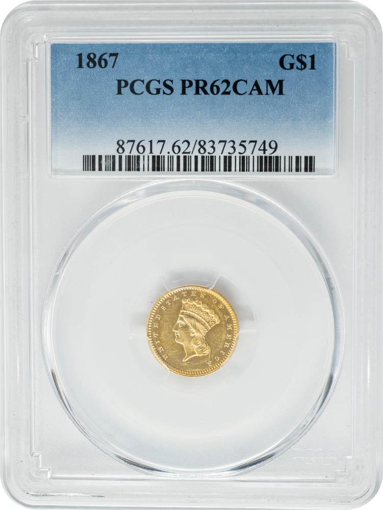 1867 G$1 PR62CAM PCGS