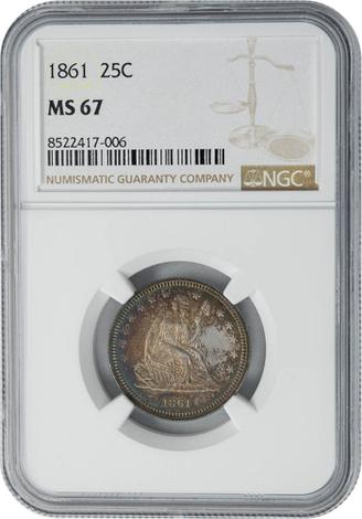 1861 Seated Liberty 25c