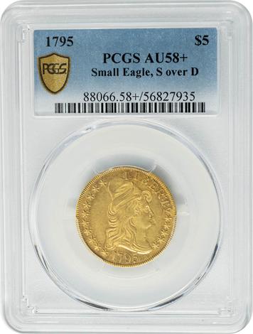 1795 $5 Small Eagle, S over D AU58+ PCGS