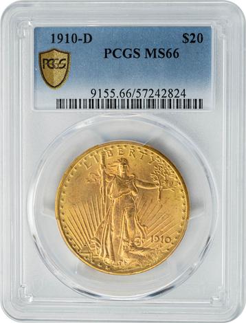 1910-D $20 MS66 PCGS