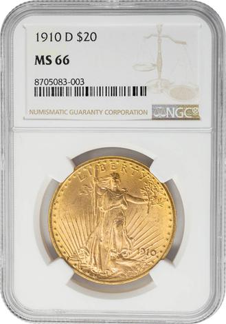 1910-D $20 MS66 NGC
