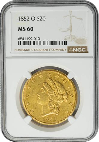 1852-O $20 MS60 NGC