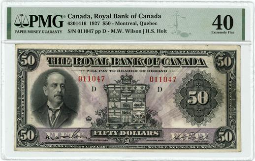 1927 Canada, Royal Bank of Canada $50 - Montreal, Quebec