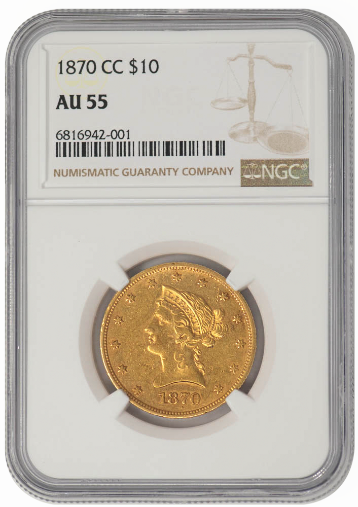 1870-CC $10 AU55 NGC