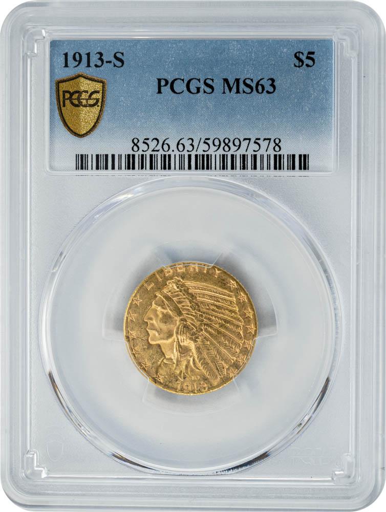 1913-S $5 MS63 PCGS