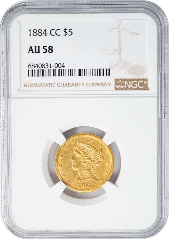 1884-CC $5 AU58 NGC