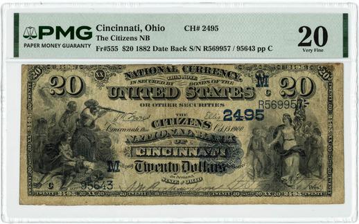 Cincinnati, Ohio $20 1882 FR.555 - Date Back