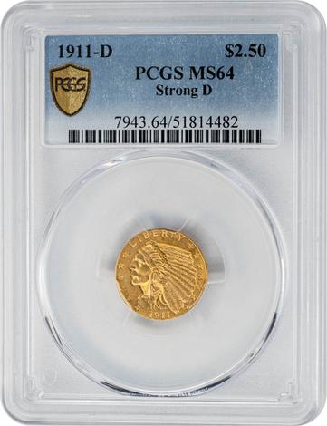 1911-D $2.50 MS64 PCGS