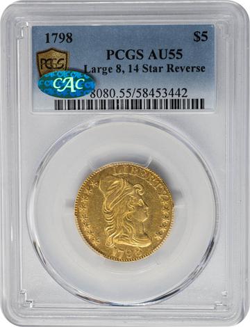 1798 $5 Draped Bust - Large 8, 14 Star Reverse