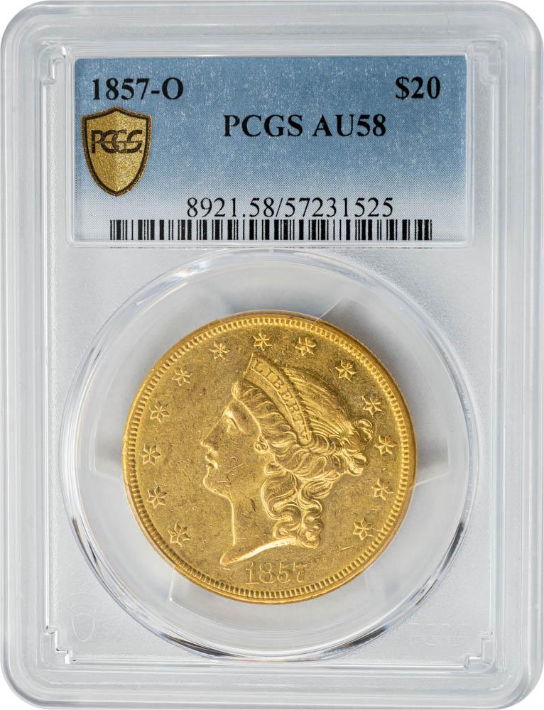 1857-O $20 AU58 PCGS