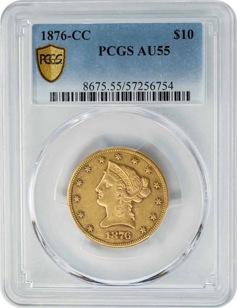 1876-CC $10 AU55 PCGS