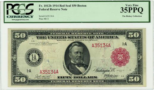 1914 FR.1012b $50 Federal Reserve Note - Boston