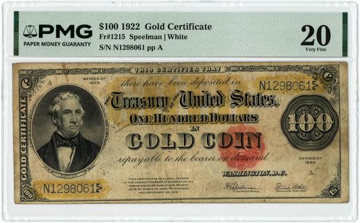 1922 FR.1215 $100 Gold Certificate