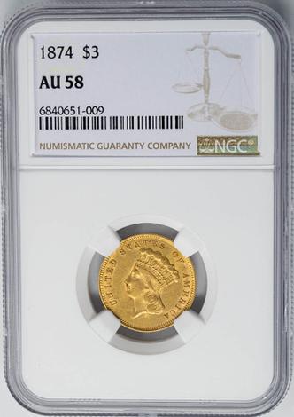 1874 $3 Indian