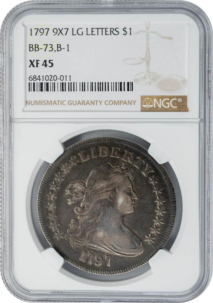 1797 $1 BB-73, Large Letters XF45 NGC