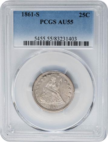 1861-S Seated Liberty 25c