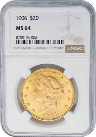 1906 $20 MS64 NGC