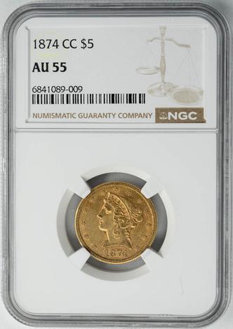 1874-CC $5 Liberty