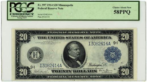1914 FR. 997 $20 Federal Reserve Bank Note - Minneapolis