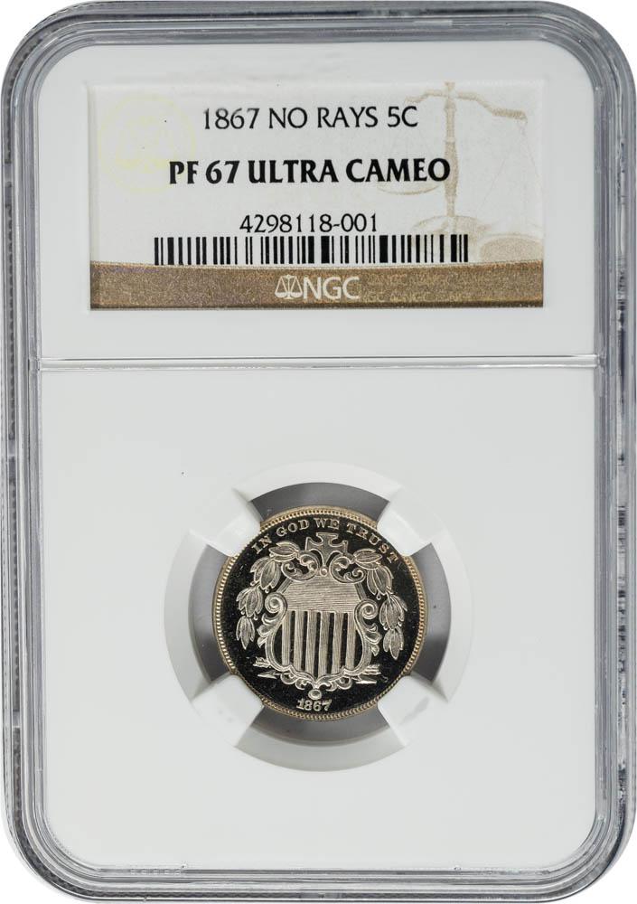 1867 5C No Rays PR67DCAM NGC
