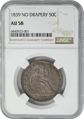 1839 Seated Liberty 50c - No Drapery