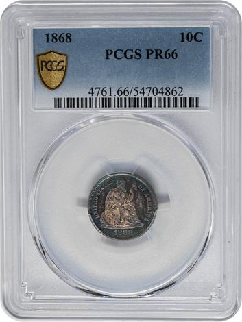 1868 Seated Liberty 10c
