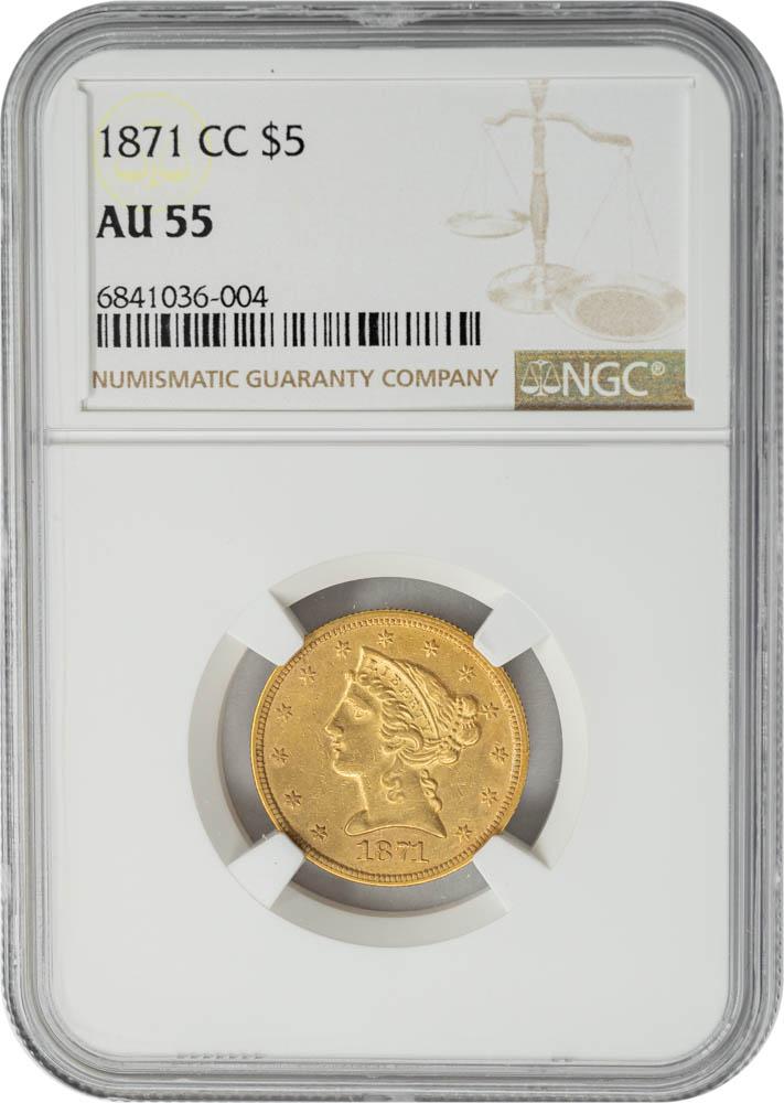 1871-CC $5 AU55 NGC