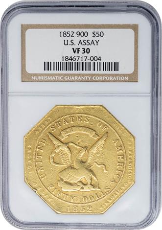 1852 "900" $50 U.S. Assay Office