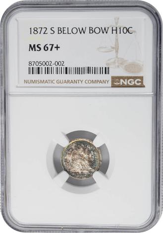 1872-S Seated Liberty H10c - Below Bow