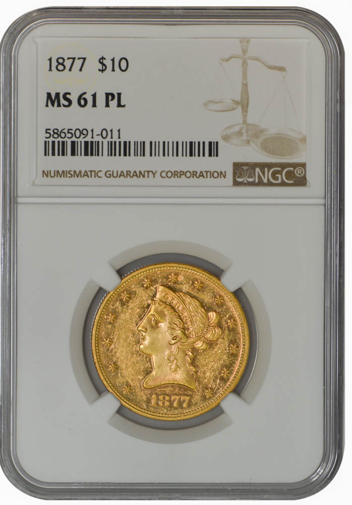 1877 $10 MS61 NGC