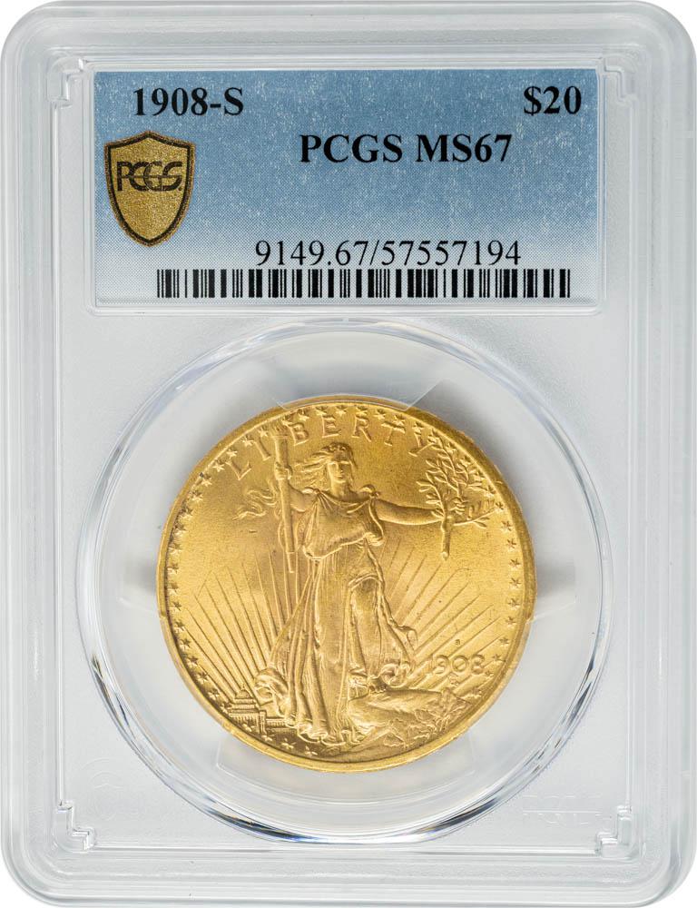 1908-S $20 MS67 PCGS