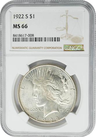 1922-S $1 MS66 NGC