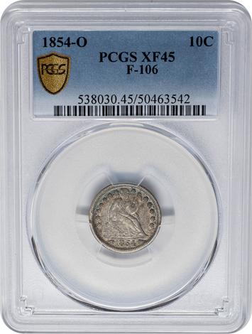 1854-O Seated Liberty 10c