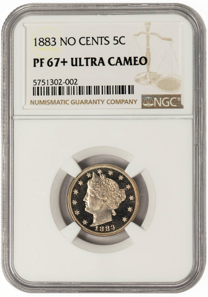 1883 5C No CENTS PR67+DCAM NGC
