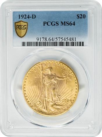 1924-D $20 MS64 PCGS