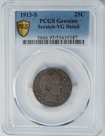 1913-S Barber 25c