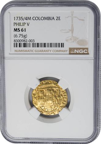 Colombia 1735/4M 2 Escudos - Philip V