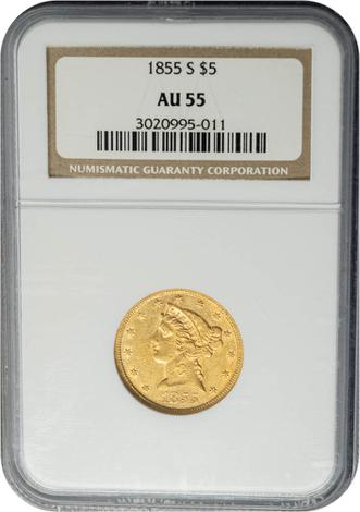1855-S $5 Liberty