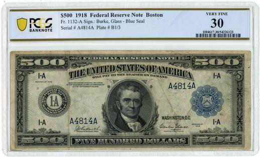 1918 FR.1132-A $500 Federal Reserve Note - Boston