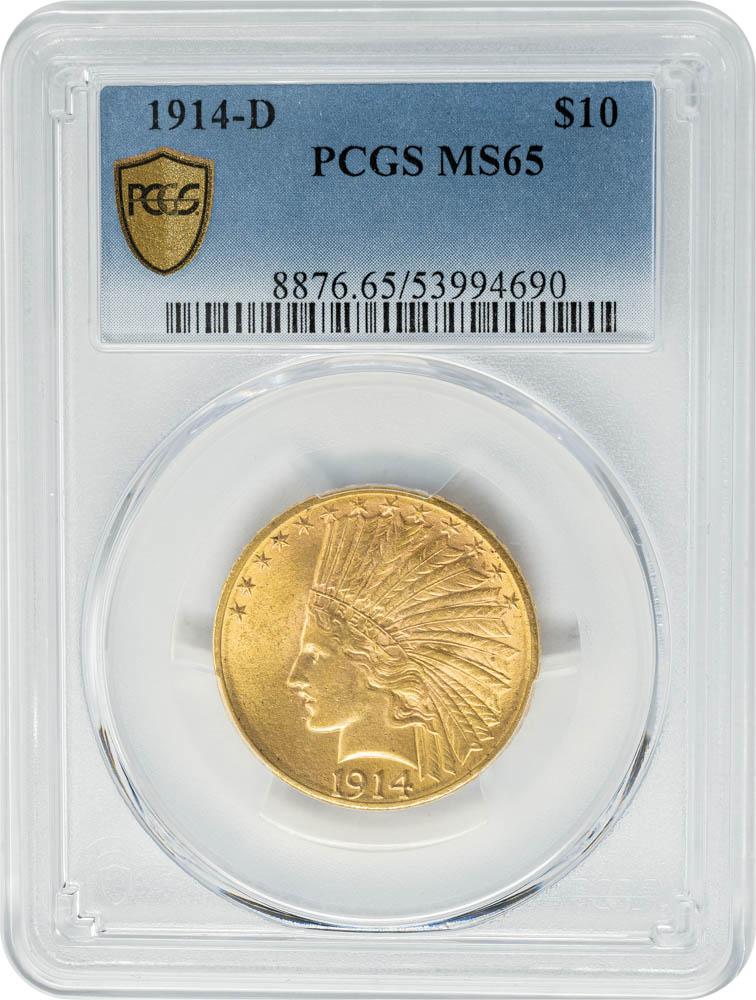 1914-D $10 MS65 PCGS