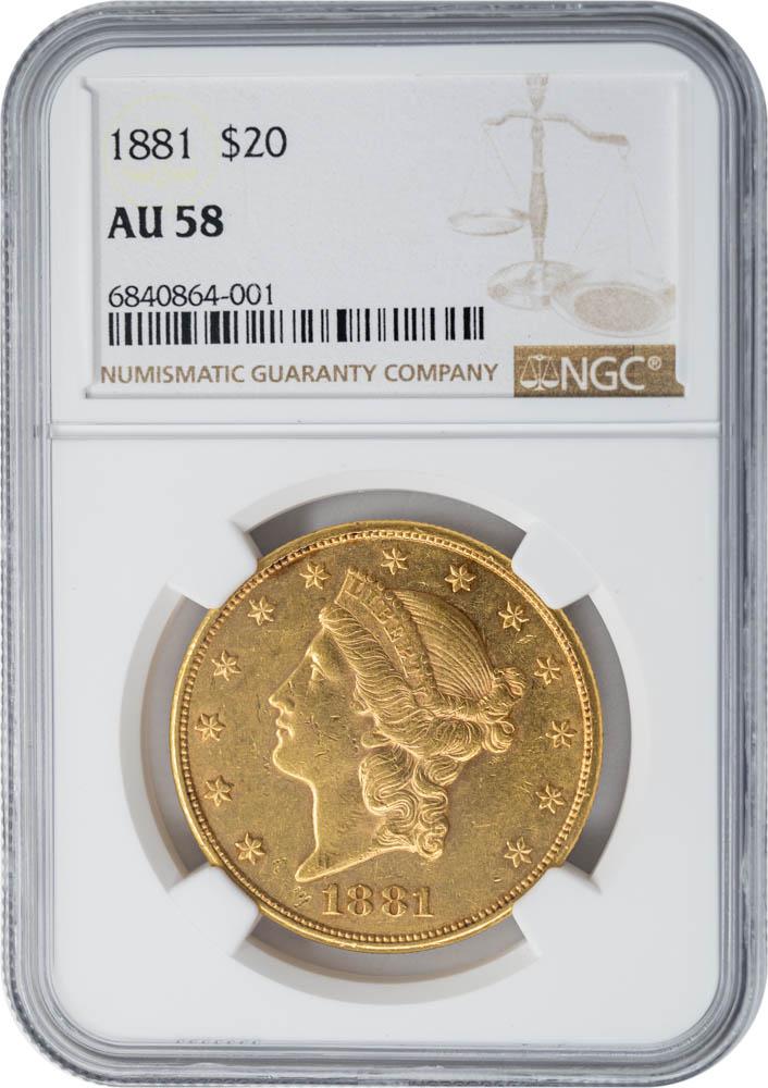 1881 $20 AU58 NGC