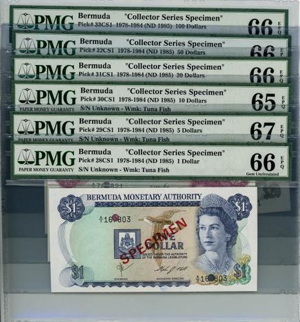 1978-1984 Bermuda 6 Pc. Collector Series Specimen Set $1-100