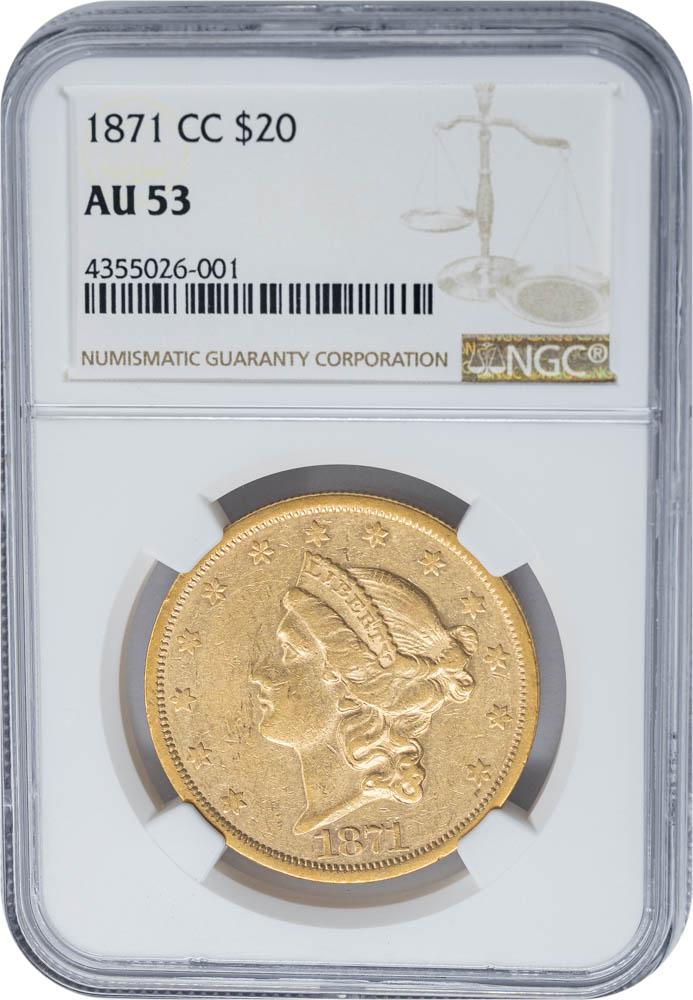 1871-CC $20 AU53 NGC