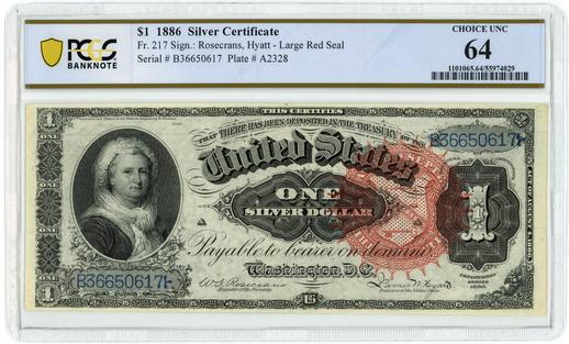 1886 FR.217 $1 Silver Certificate