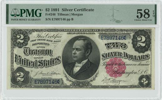 1891 FR. 246 $2 Silver Certificate