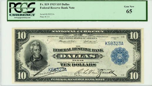 1915 FR.819 $10 Federal Reserve Bank Note - Dallas
