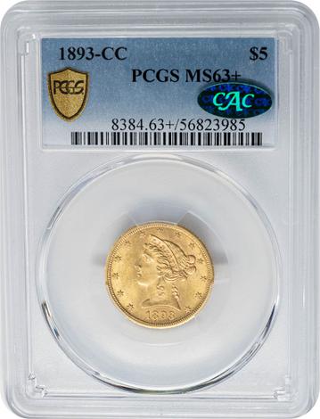 1893-CC $5 MS63+ PCGS