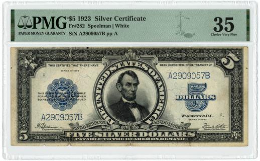 1923 FR.282 $5 Silver Certificate
