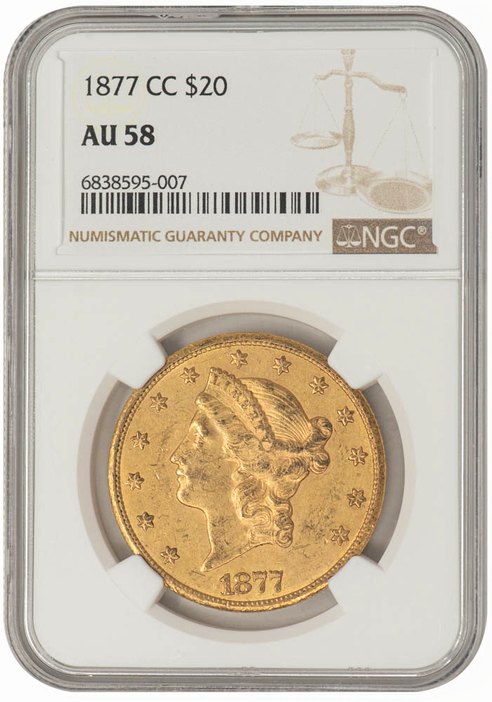 1877-CC $20 AU58 NGC
